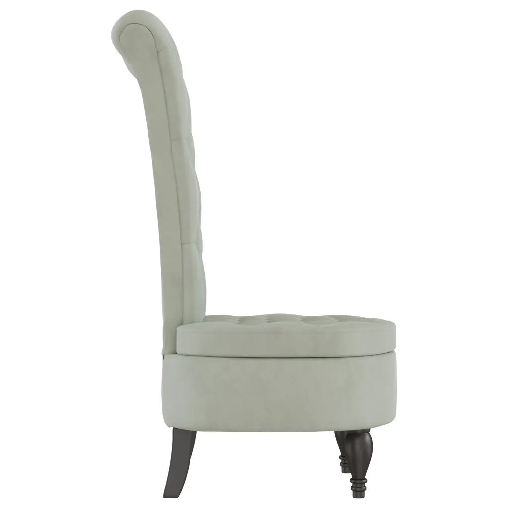 Stol med høj ryg knapdesign velour