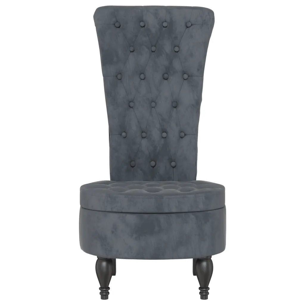Stol med høj ryg knapdesign velour