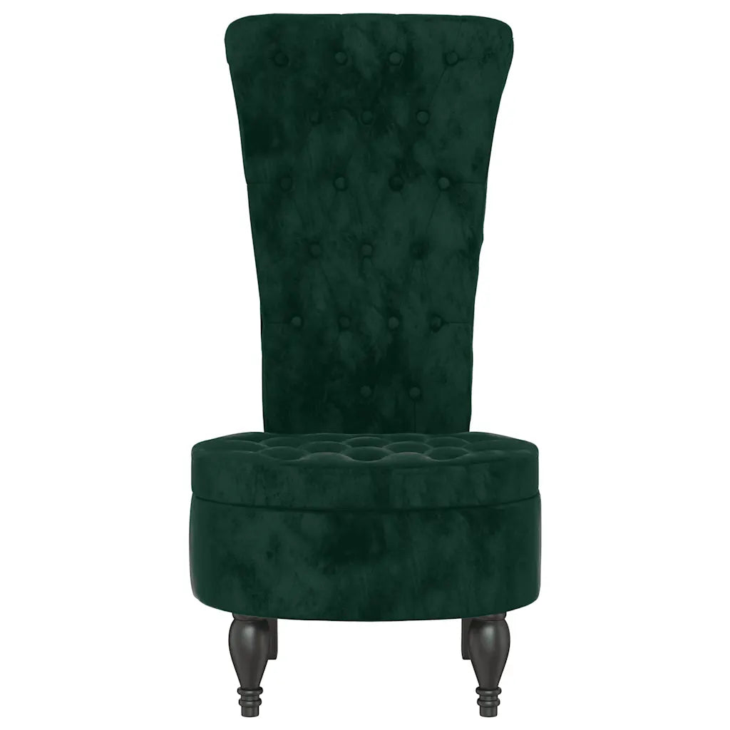 Stol med høj ryg knapdesign velour