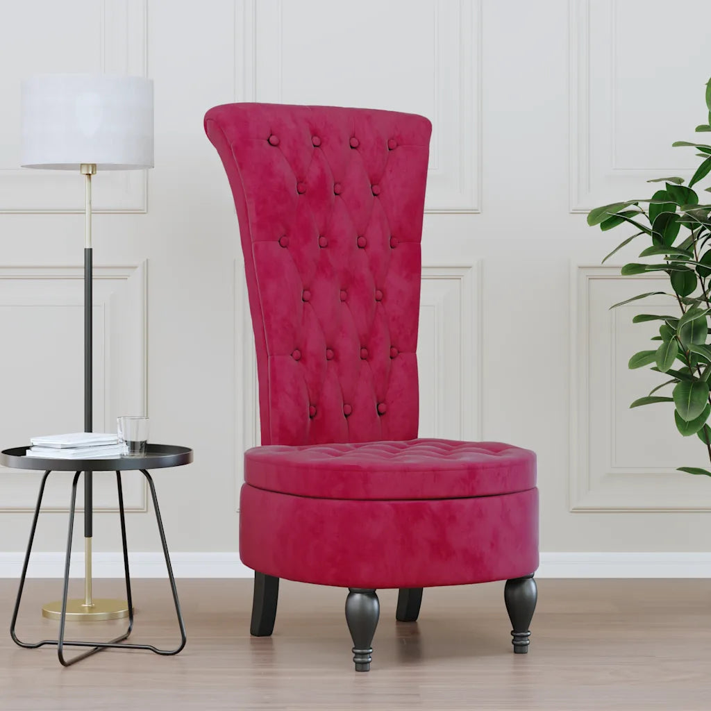 Stol med høj ryg knapdesign velour