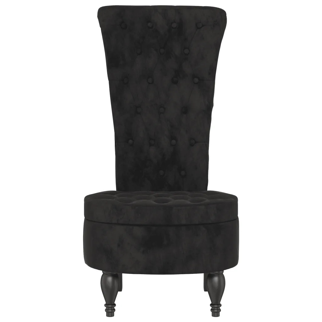 Stol med høj ryg knapdesign velour