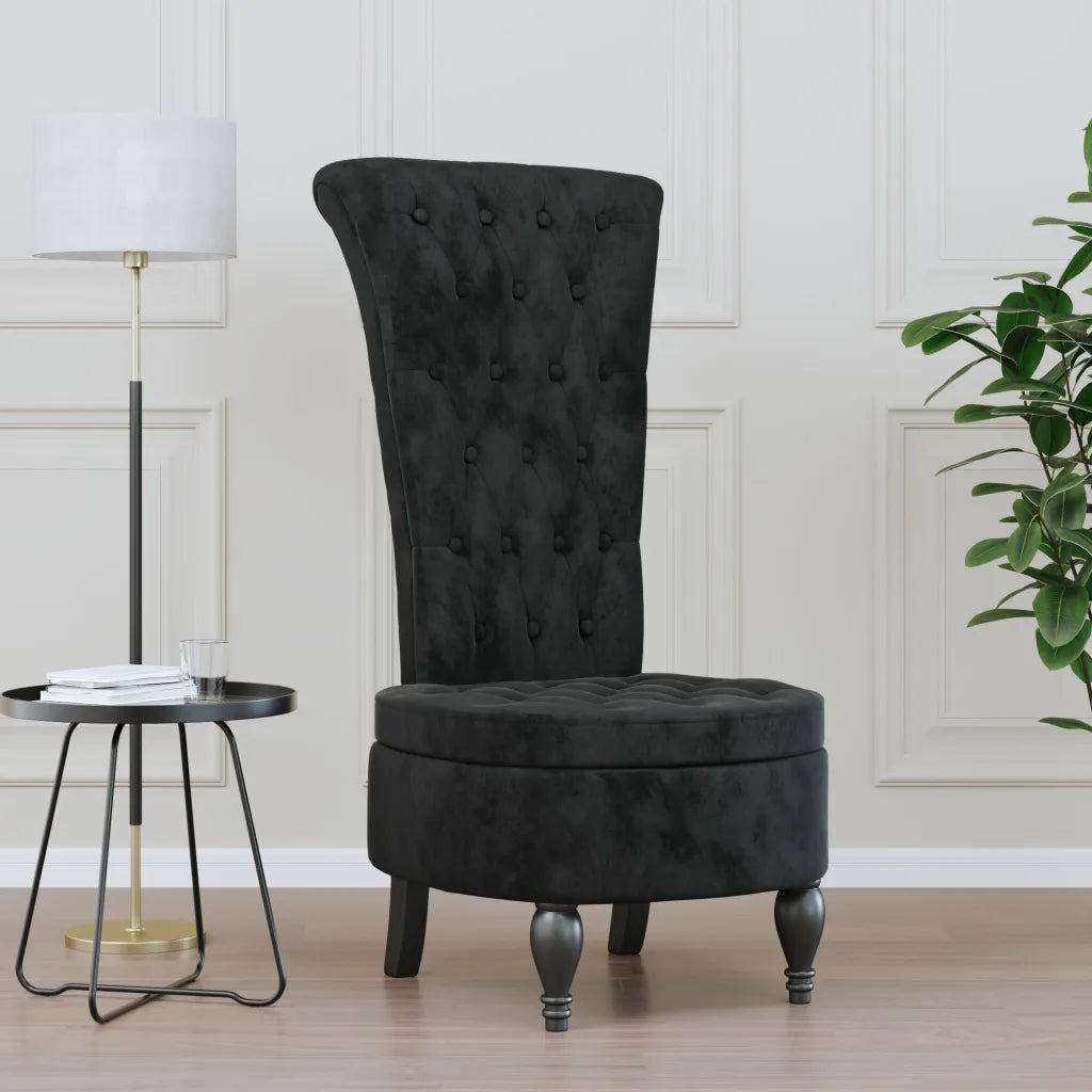 Stol med høj ryg knapdesign velour