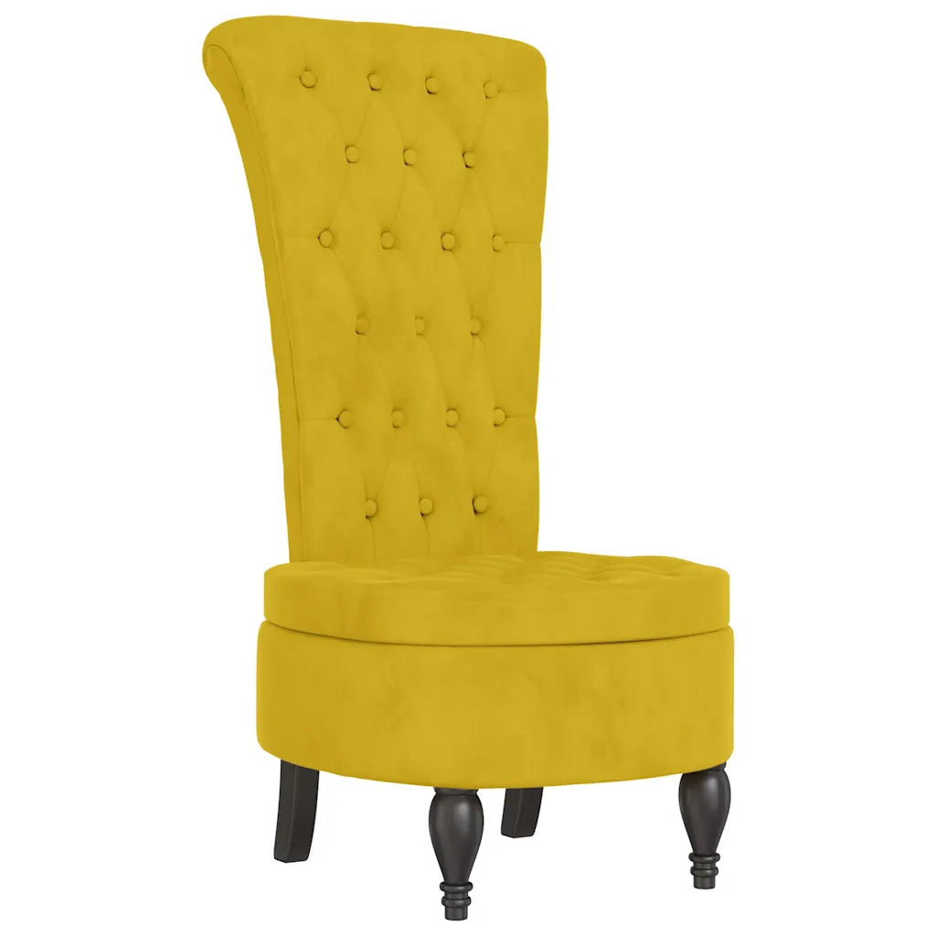 Stol med høj ryg knapdesign velour