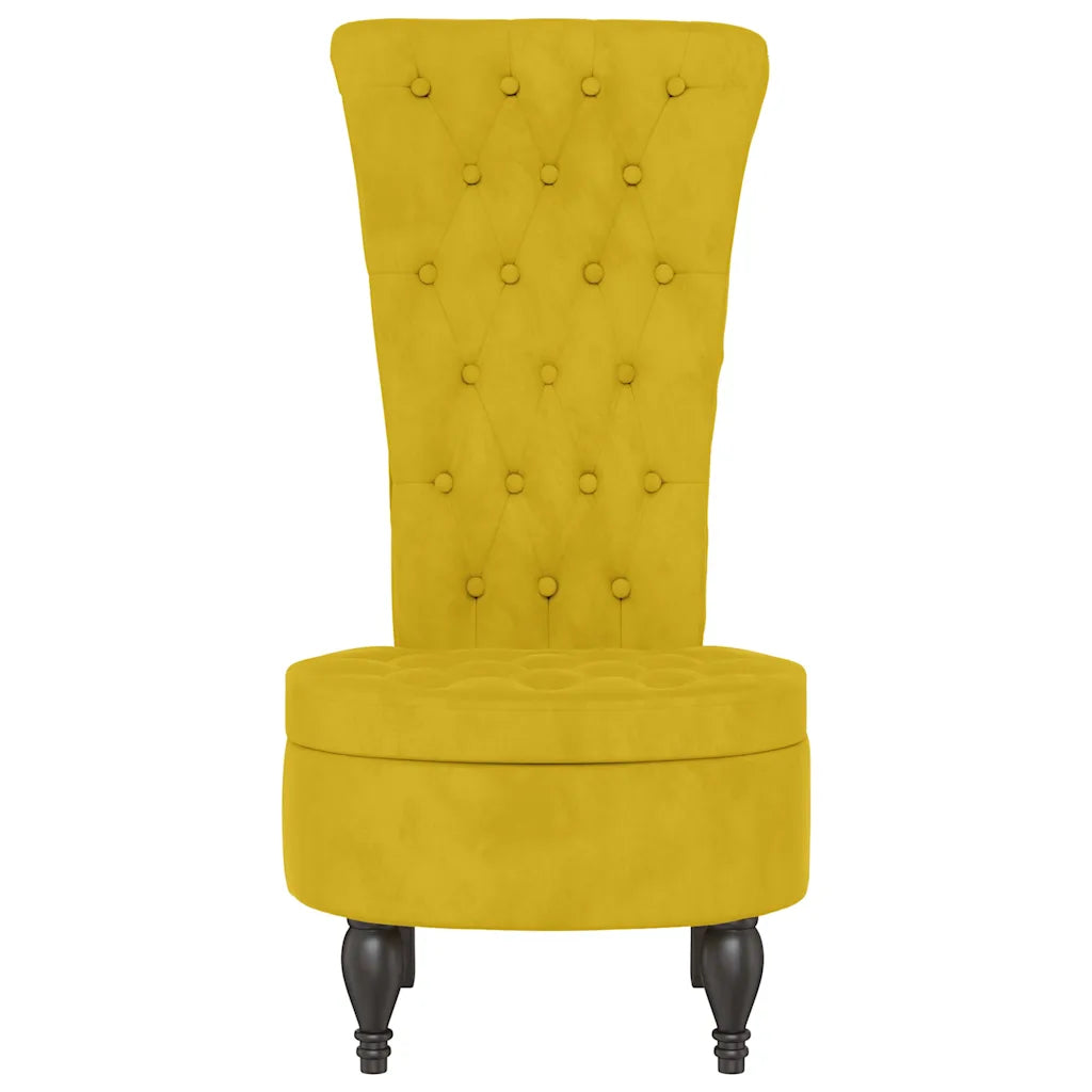 Stol med høj ryg knapdesign velour