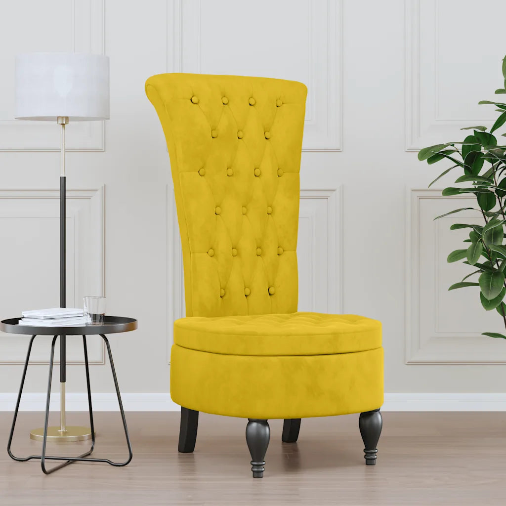 Stol med høj ryg knapdesign velour