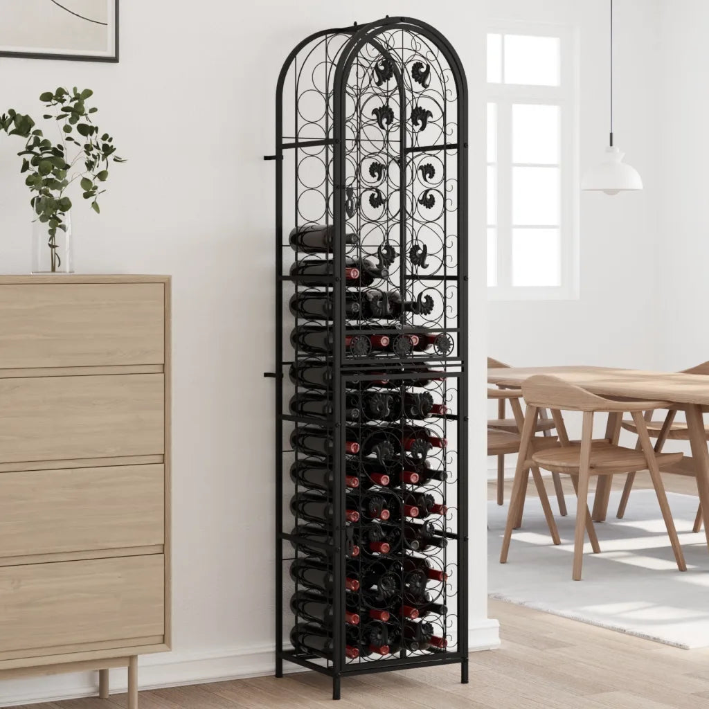 Vinreol til 73 flasker 45x36x200 cm smedejern