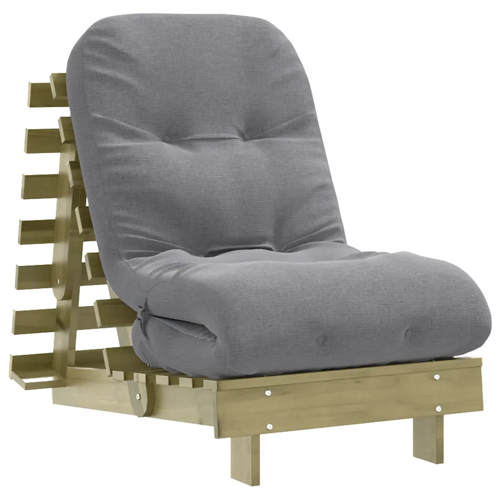 Futon med madras i massivt fyrretræ