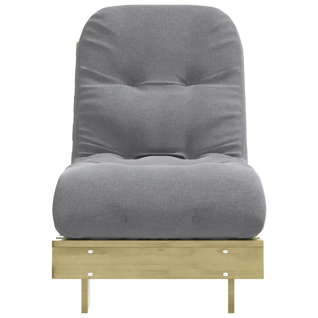 Futon med madras i massivt fyrretræ