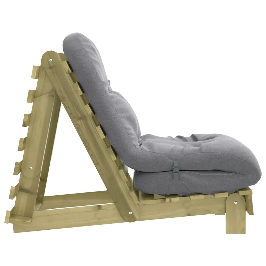 Futon med madras i massivt fyrretræ