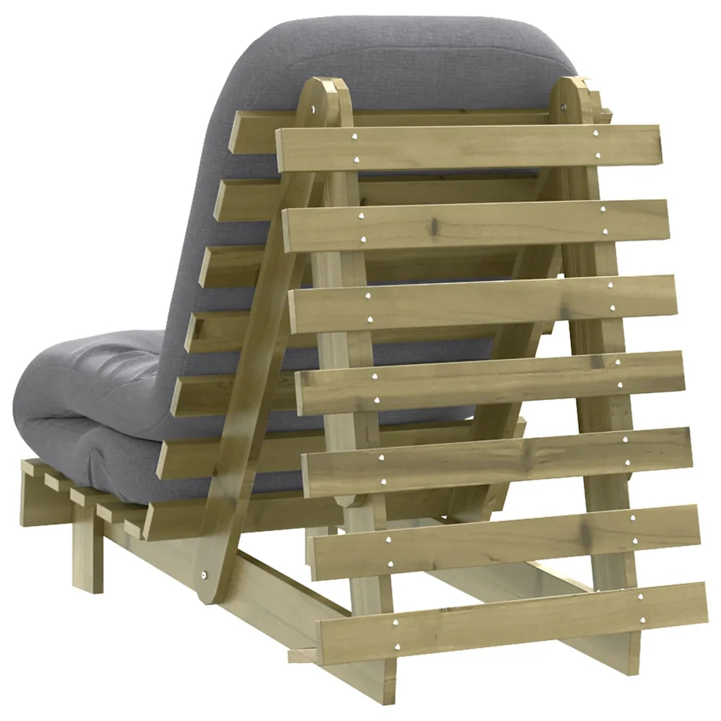 Futon med madras i massivt fyrretræ