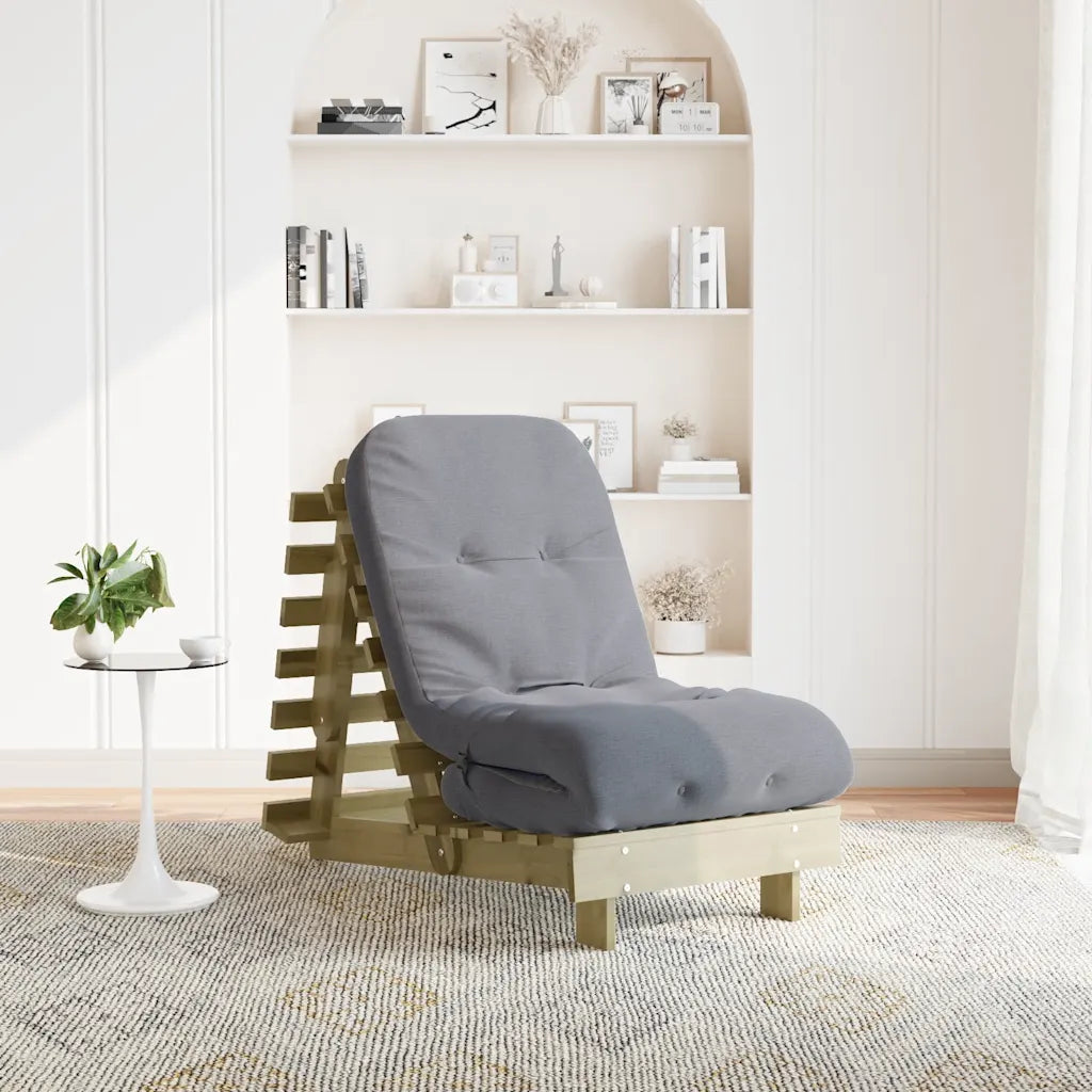 Futon med madras i massivt fyrretræ