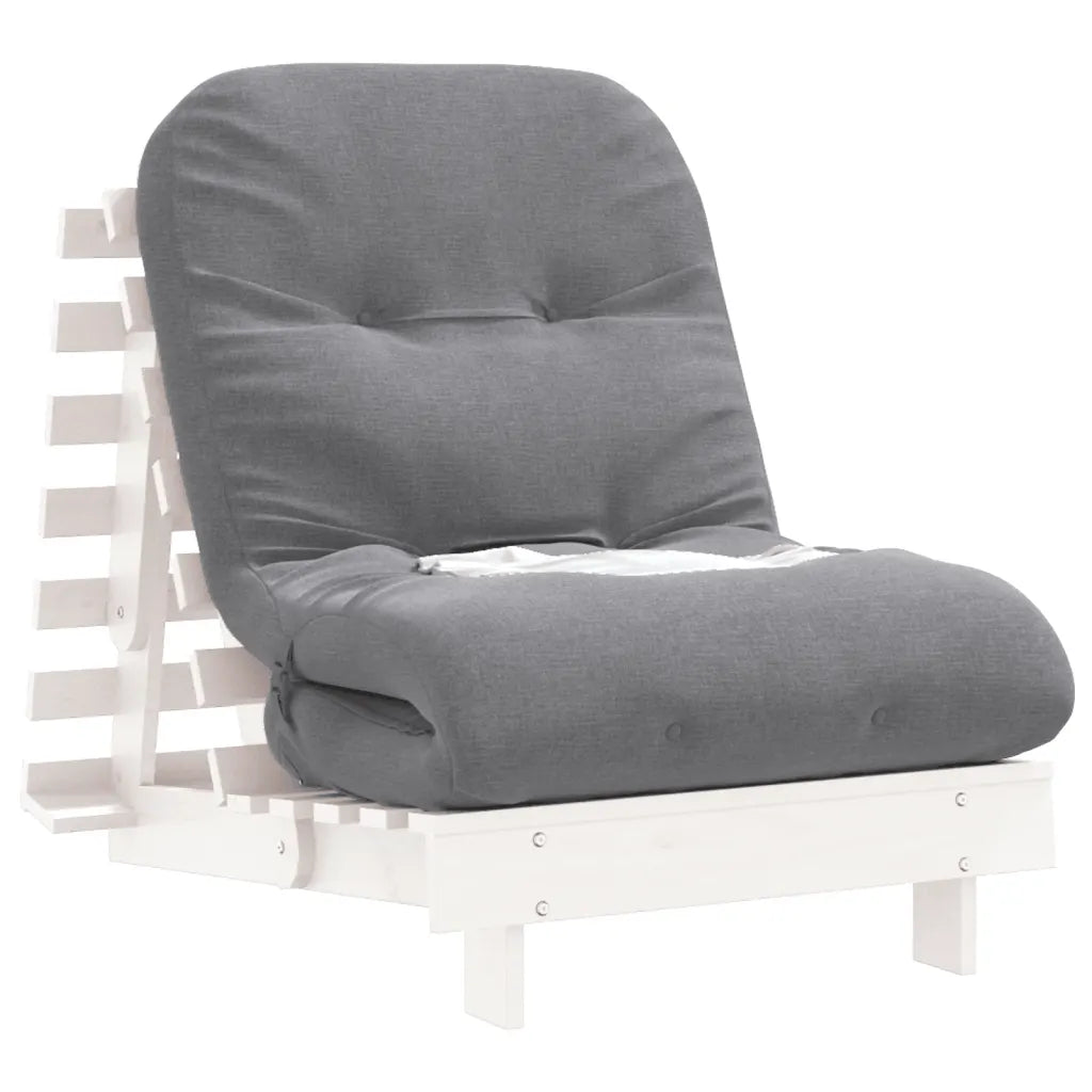 Futon med madras i massivt fyrretræ