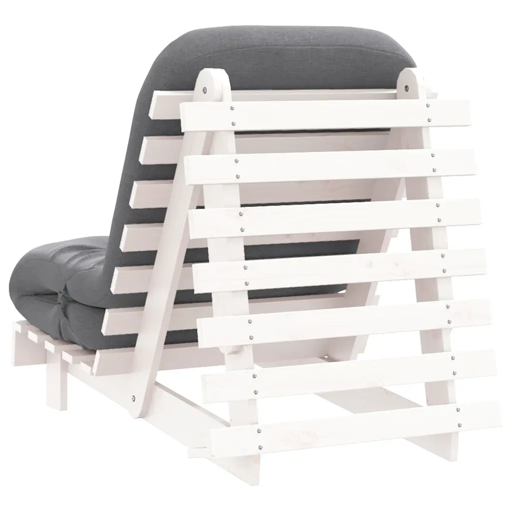 Futon med madras i massivt fyrretræ