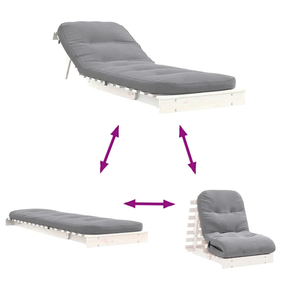 Futon med madras i massivt fyrretræ