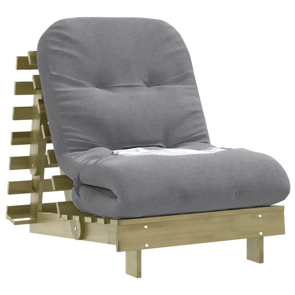 Futon med madras i massivt fyrretræ