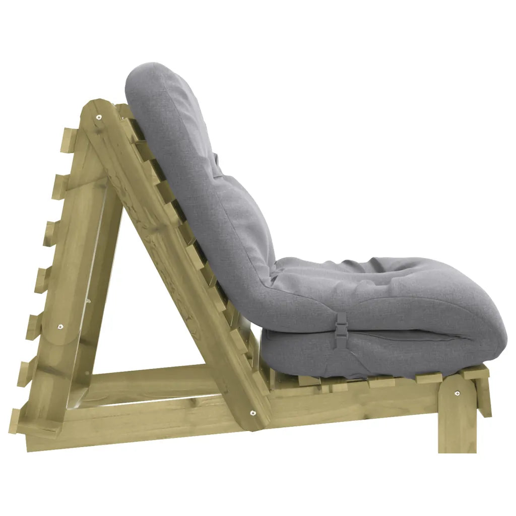 Futon med madras i massivt fyrretræ