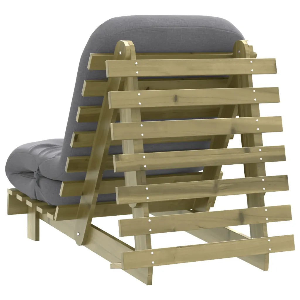 Futon med madras i massivt fyrretræ