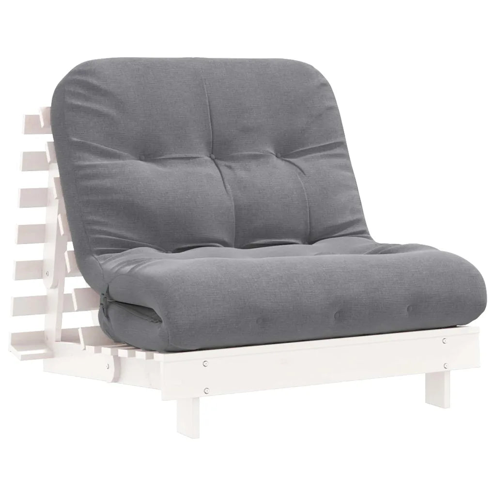 Futon med madras i massivt fyrretræ