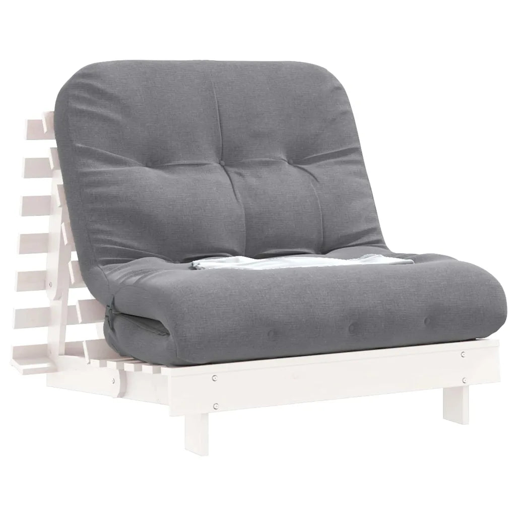 Futon med madras i massivt fyrretræ