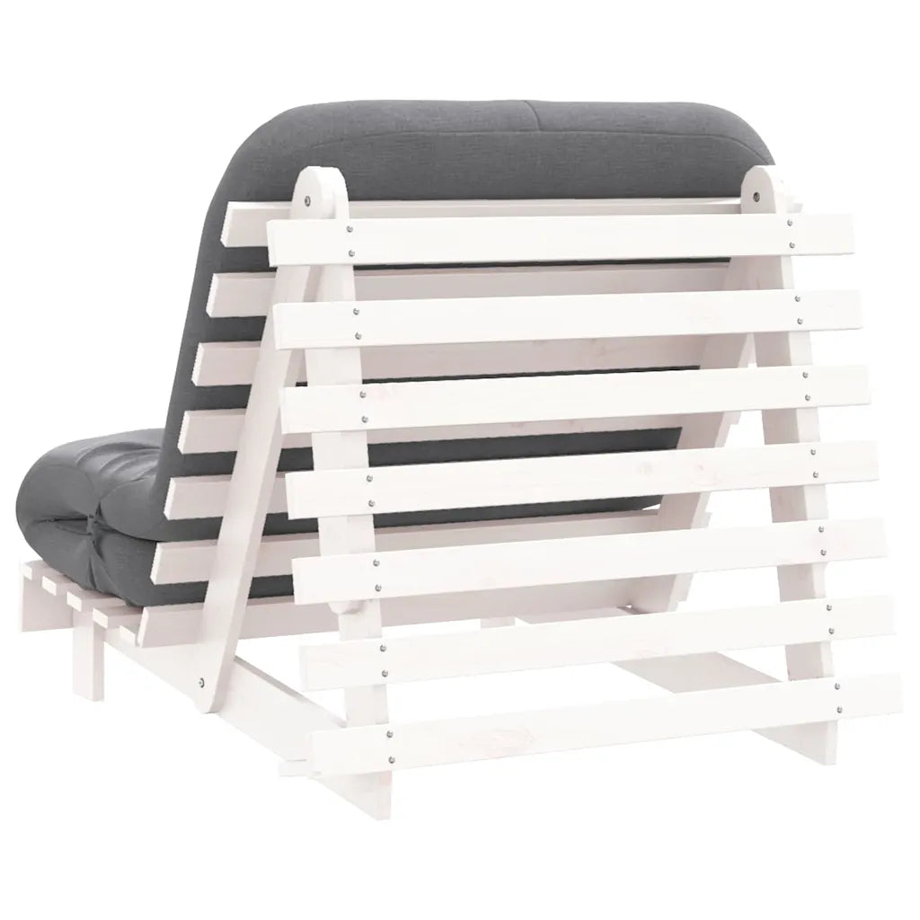 Futon med madras i massivt fyrretræ