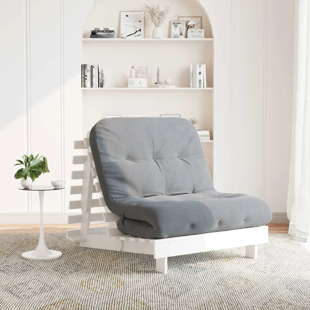 Futon med madras i massivt fyrretræ