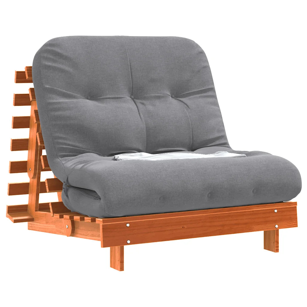 Futon med madras i massivt fyrretræ