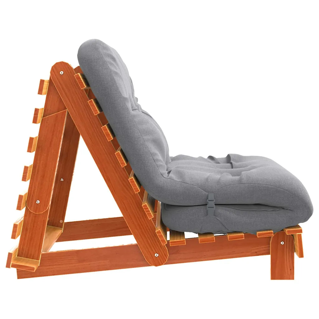 Futon med madras i massivt fyrretræ