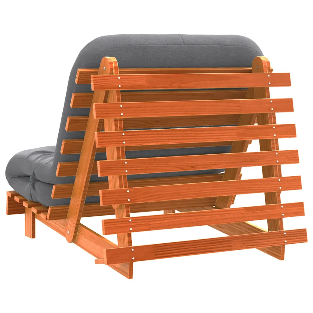 Futon med madras i massivt fyrretræ