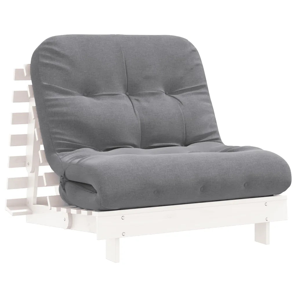 Futon med madras i massivt fyrretræ