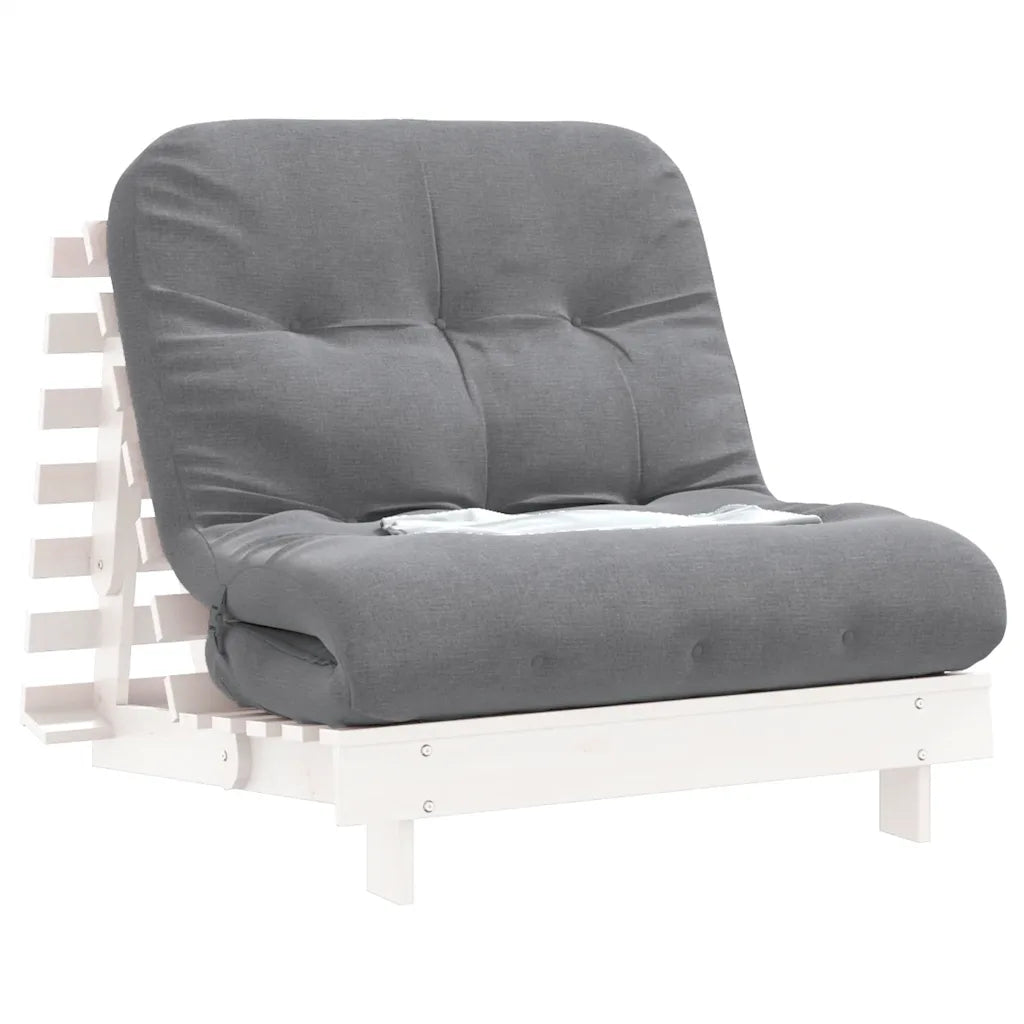 Futon med madras i massivt fyrretræ
