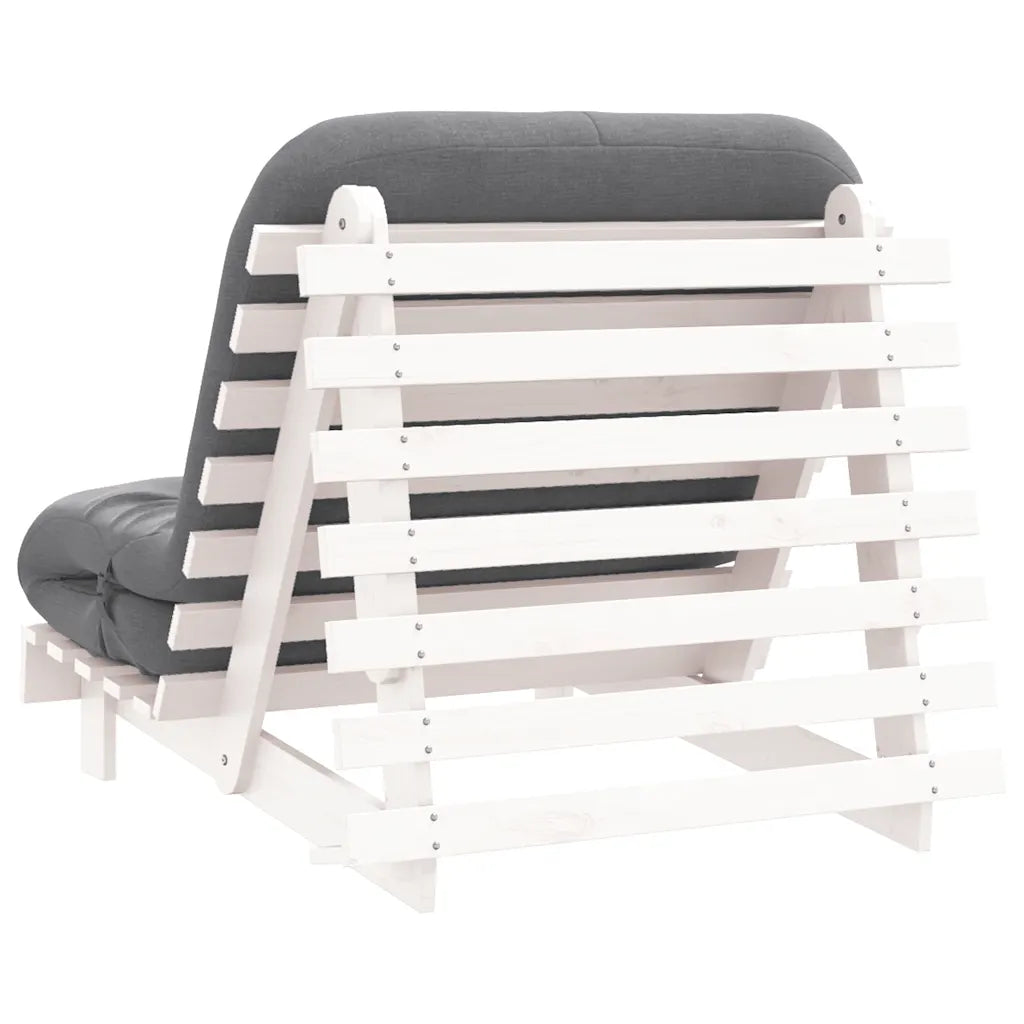 Futon med madras i massivt fyrretræ