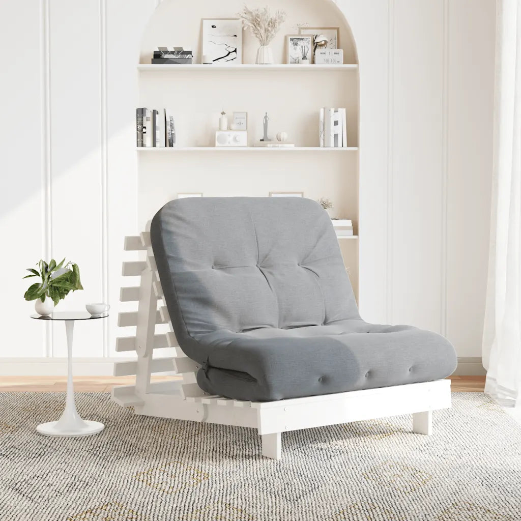Futon med madras i massivt fyrretræ