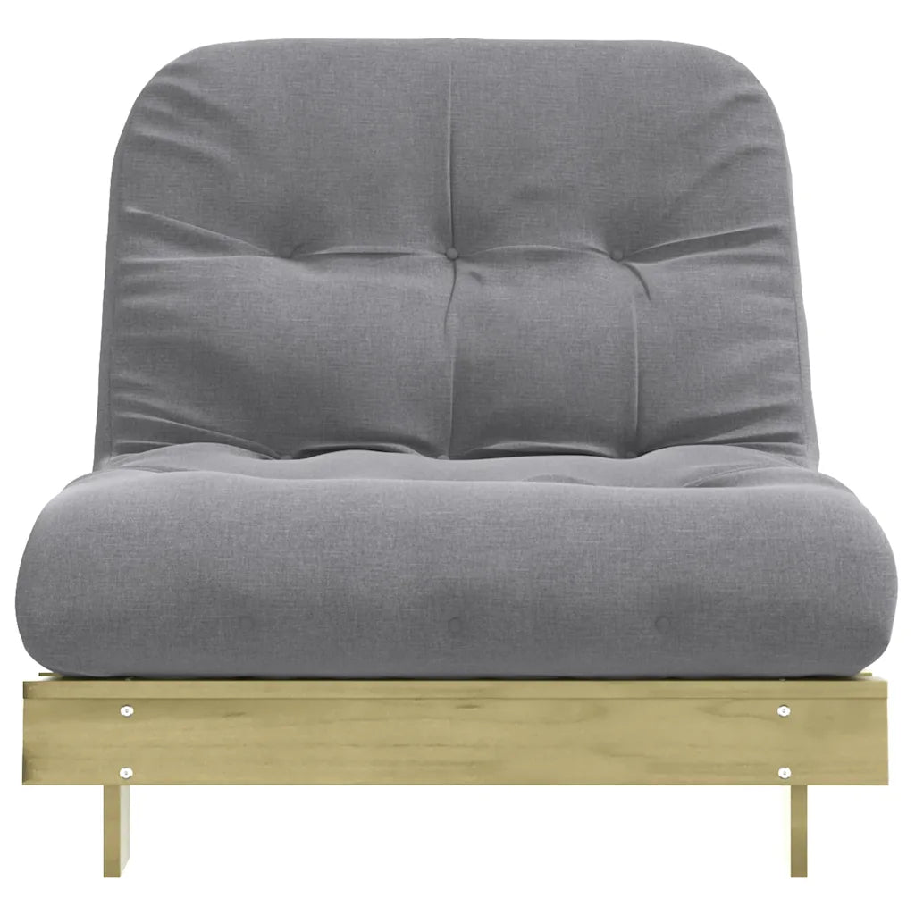 Futon med madras i massivt fyrretræ