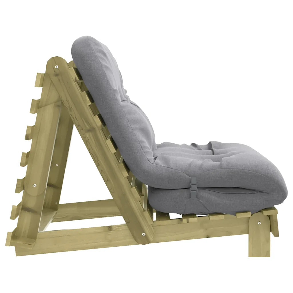 Futon med madras i massivt fyrretræ