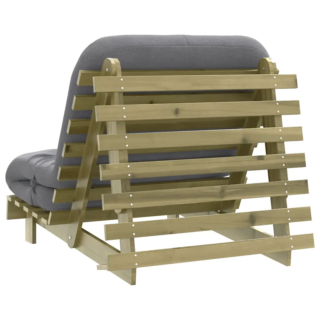 Futon med madras i massivt fyrretræ