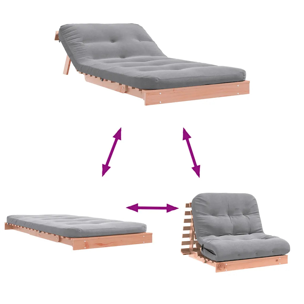 Futon med madras i massivt fyrretræ