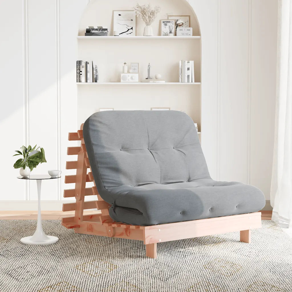 Futon med madras i massivt fyrretræ