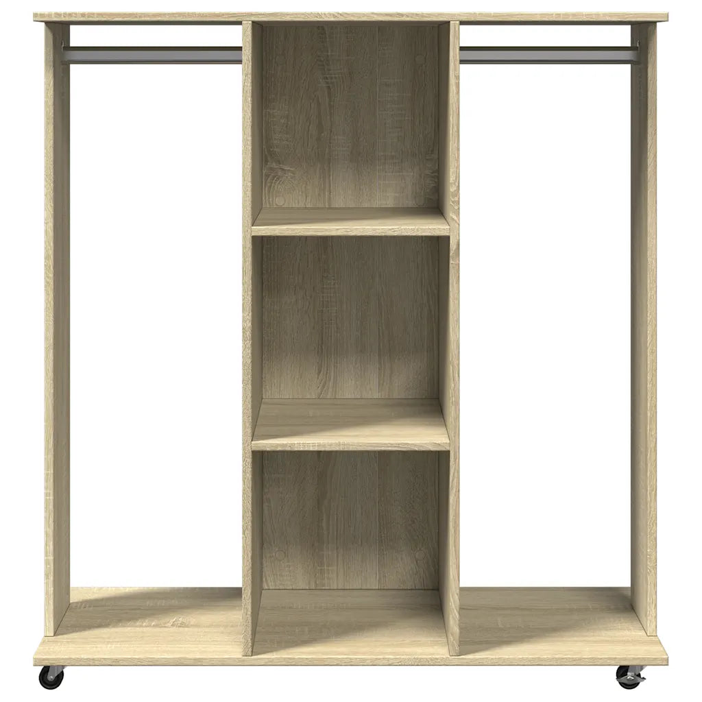 Klædeskab med hjul 102x38x110 cm konstrueret træ sonoma-eg