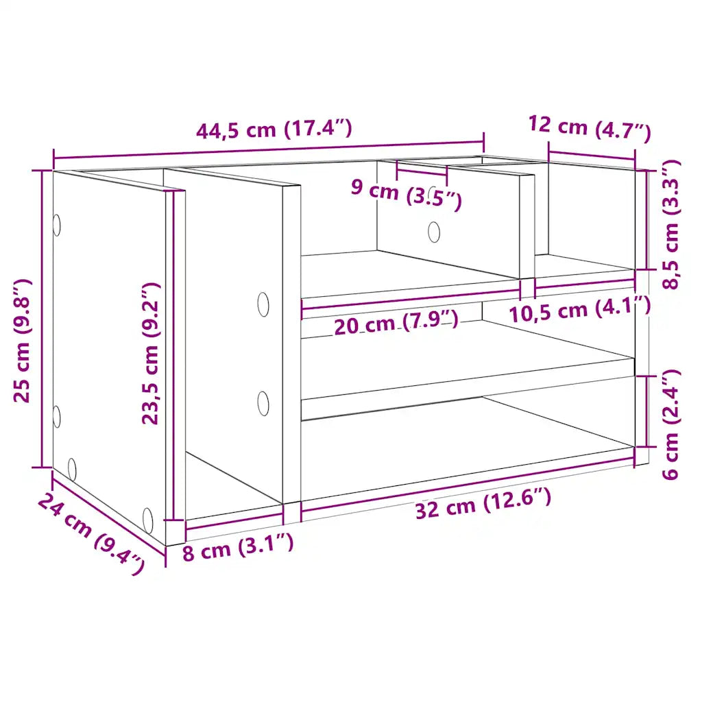 Dueslag til skrivebord 44,5x24x25 cm konstrueret træ