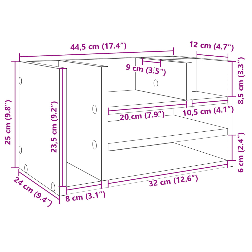 Dueslag til skrivebord 44,5x24x25 cm konstrueret træ