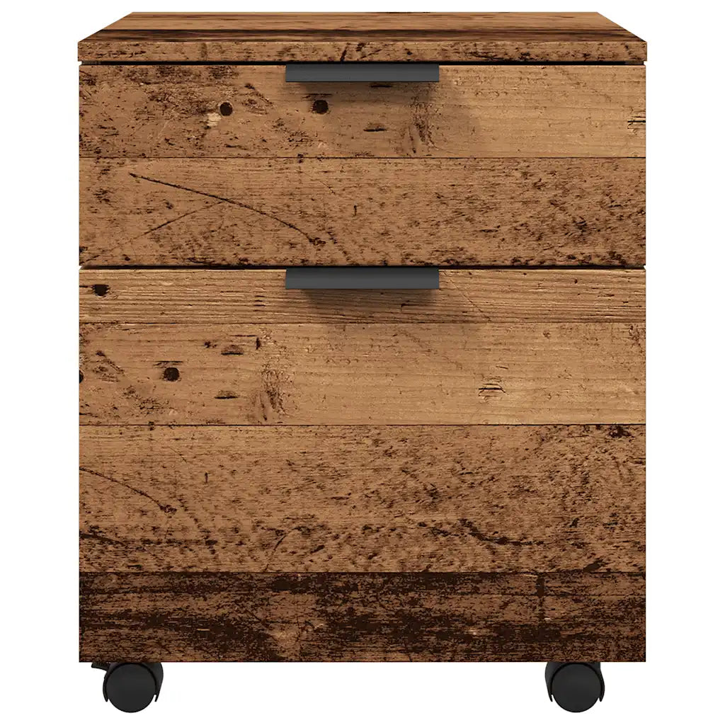 Arkivskab med hjul 45x38x54 cm konstrueret træ gammelt trælook
