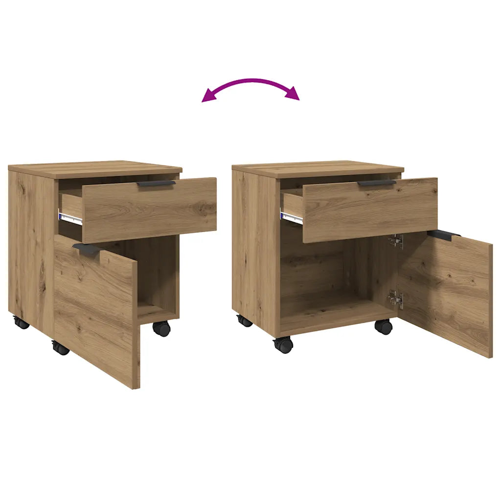 Arkivskab med hjul 45x38x54 cm konstrueret træ kunsteg