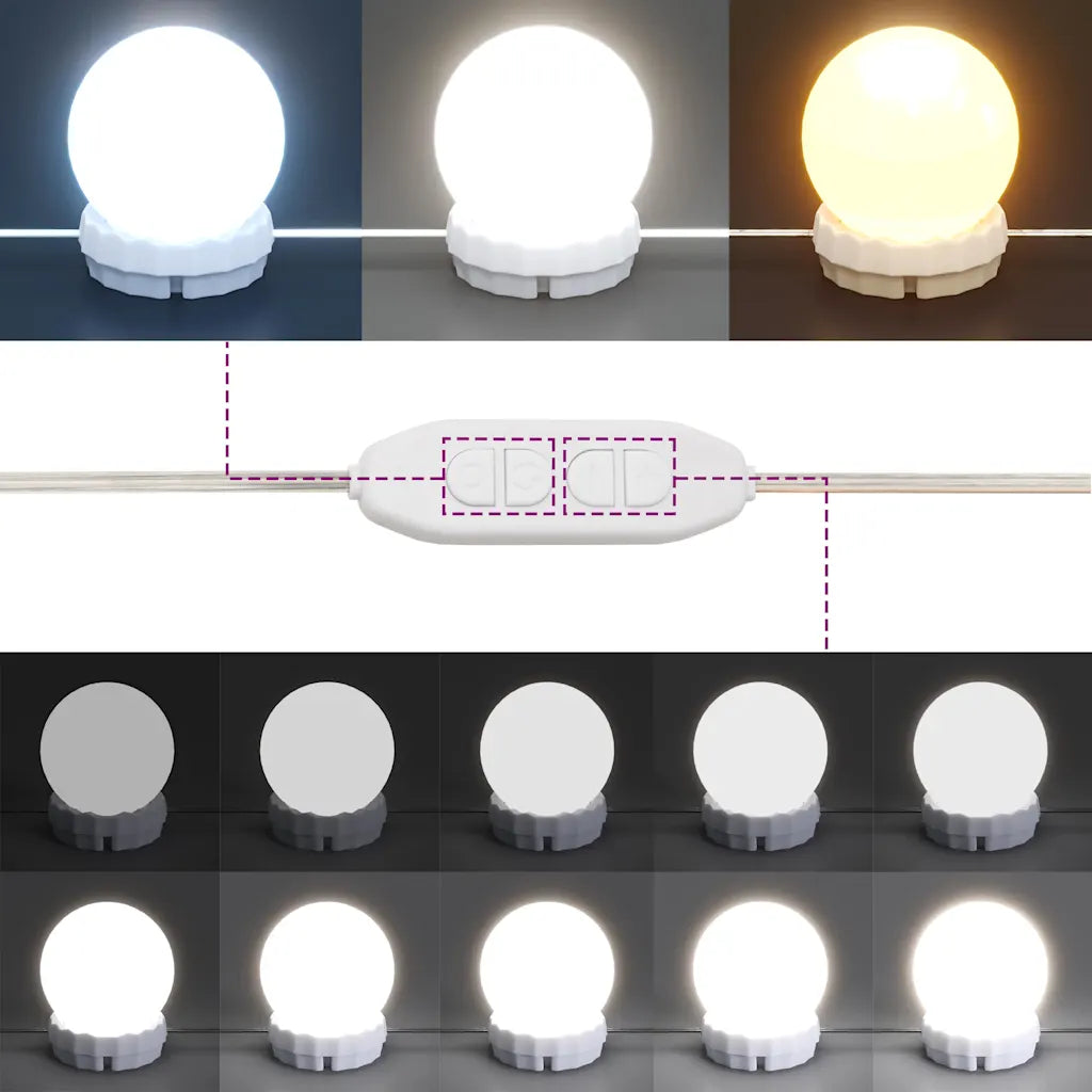 Spejlskab med LED-lys 76x15x55 cm konstrueret træ antikt træ
