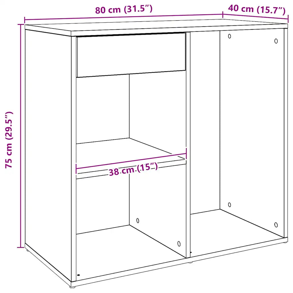 Badeværelsesskab 80x40x75 cm konstrueret træ kunsteg