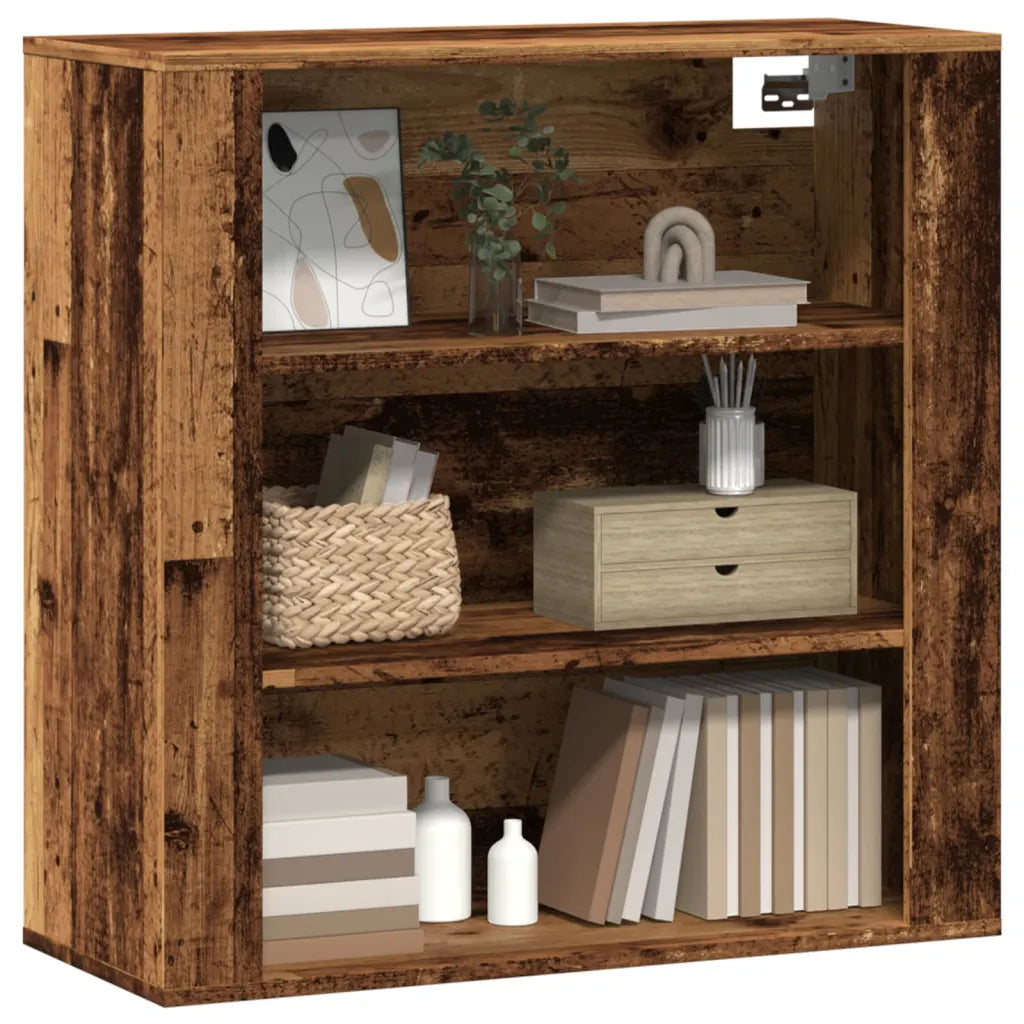 Vægskab 80x33x80 cm konstrueret træ gammelt træ-look