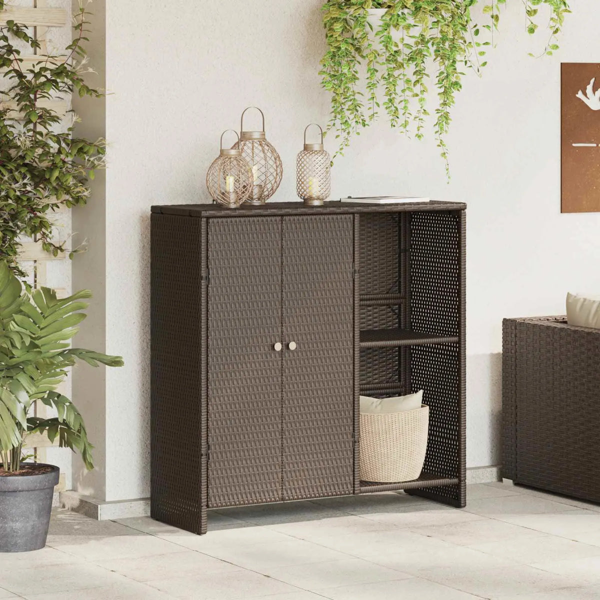 Opbevaringsskab med hylde   Rattan