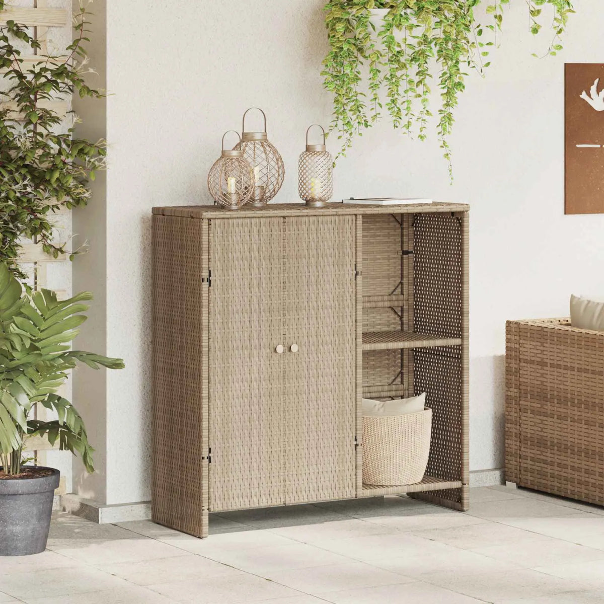 Opbevaringsskab med hylde   Rattan