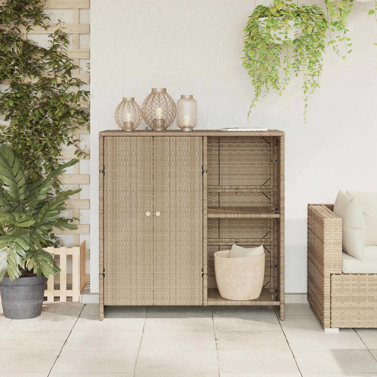 Opbevaringsskab med hylde   Rattan