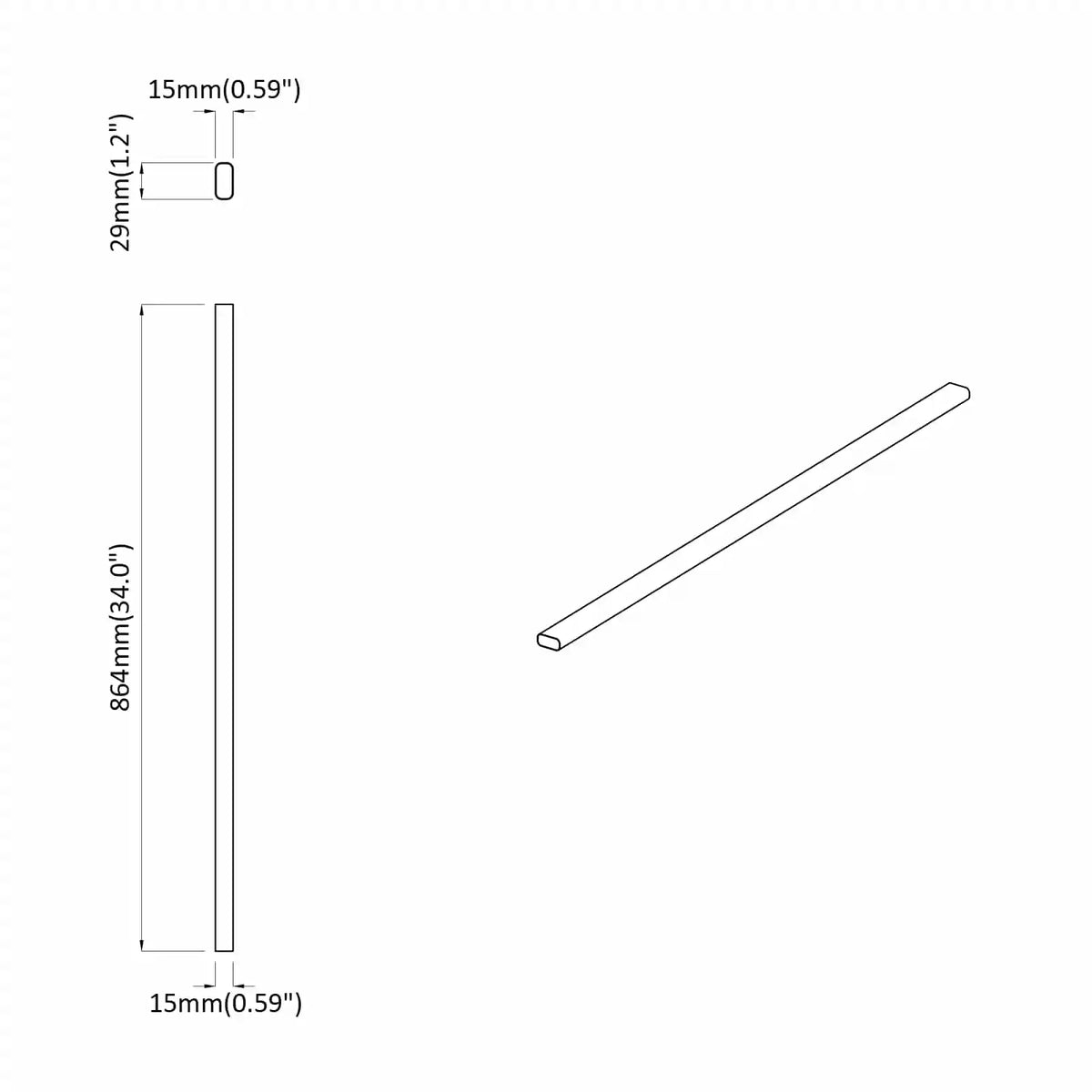 Bøjlestang 2 stk.   Aluminiumlegering