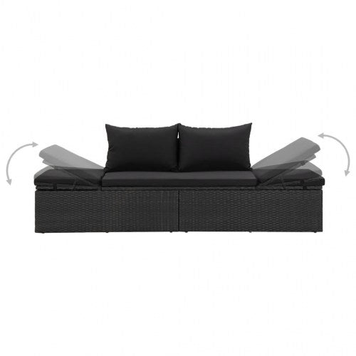 Solseng med hynder polyrattan sort